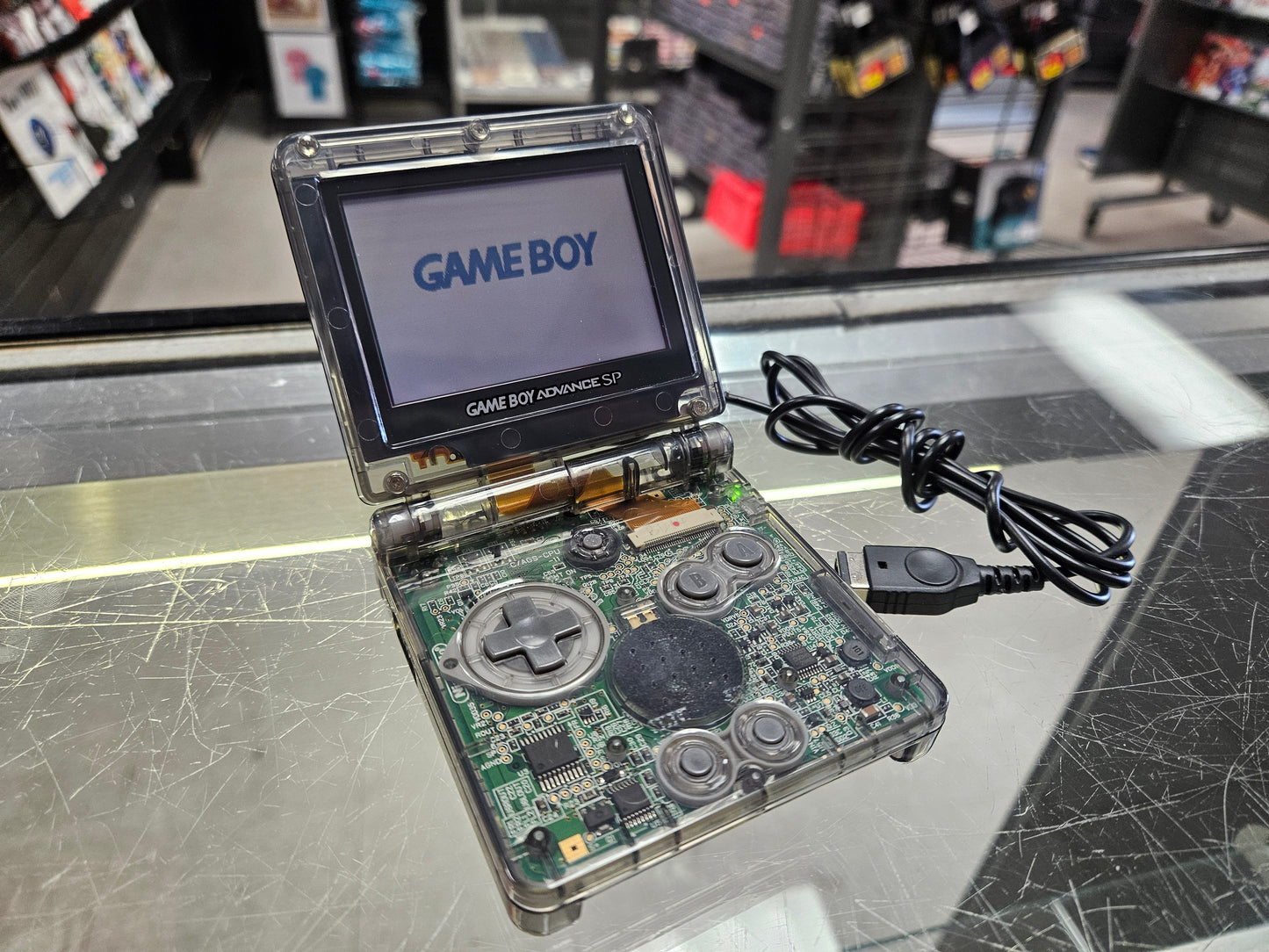 Smoke Clear Game Boy Advance SP 001 (Reshelled Console) - Game Boy Advance
