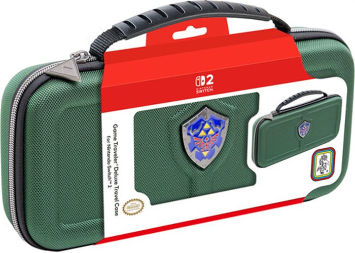 Switch 2 - Game Traveler Deluxe Hylian Shield - Zelda Green Case