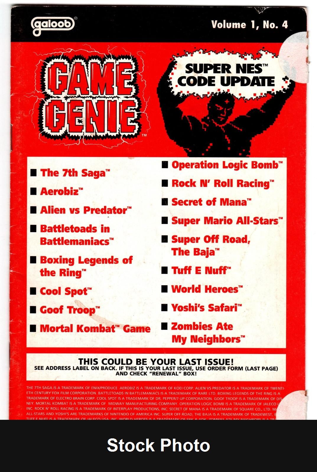 SNES Game Genie Code Update: Volume 1, No. 4 (Super Nintendo) - Nintendo Accessories