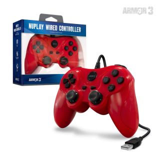 Playstation 3 Wired USB Controller - Red [NuPlay] *New*