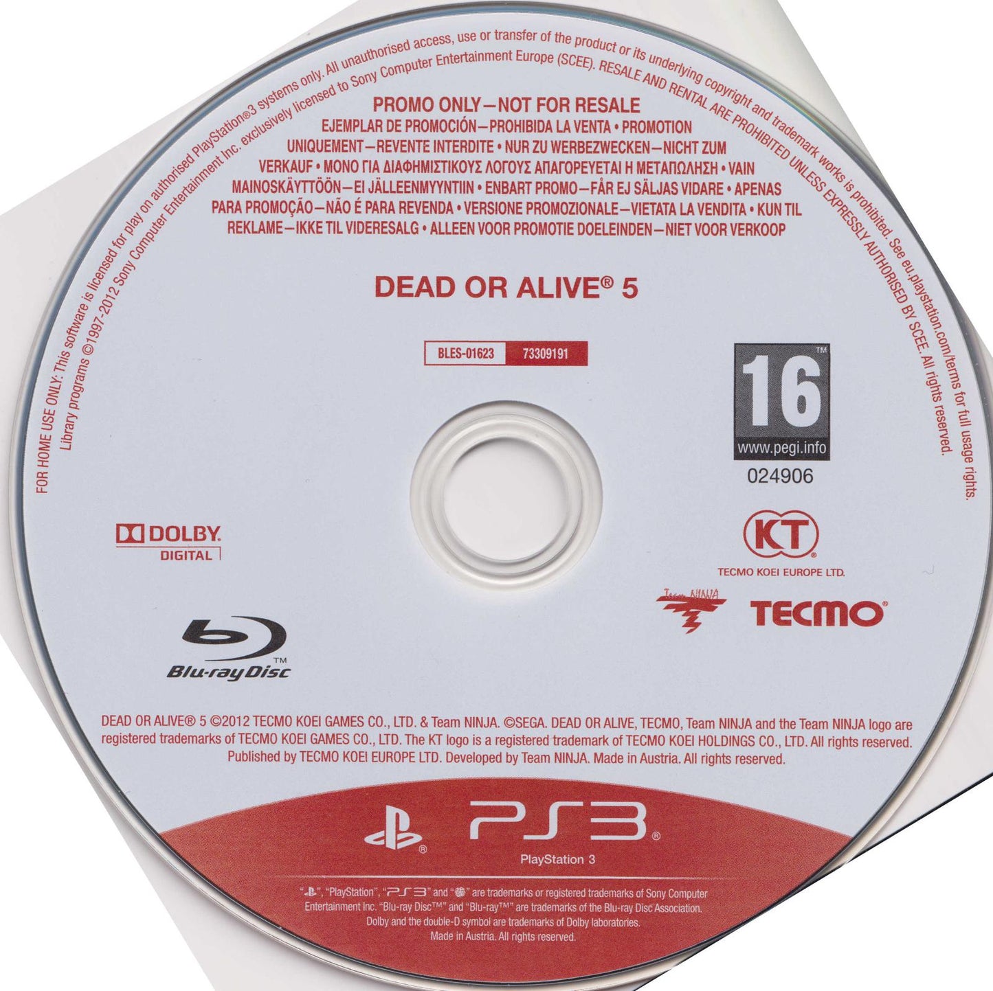 Dead Or Alive 5 [Not For Resale] - PAL Playstation 3 [Import]