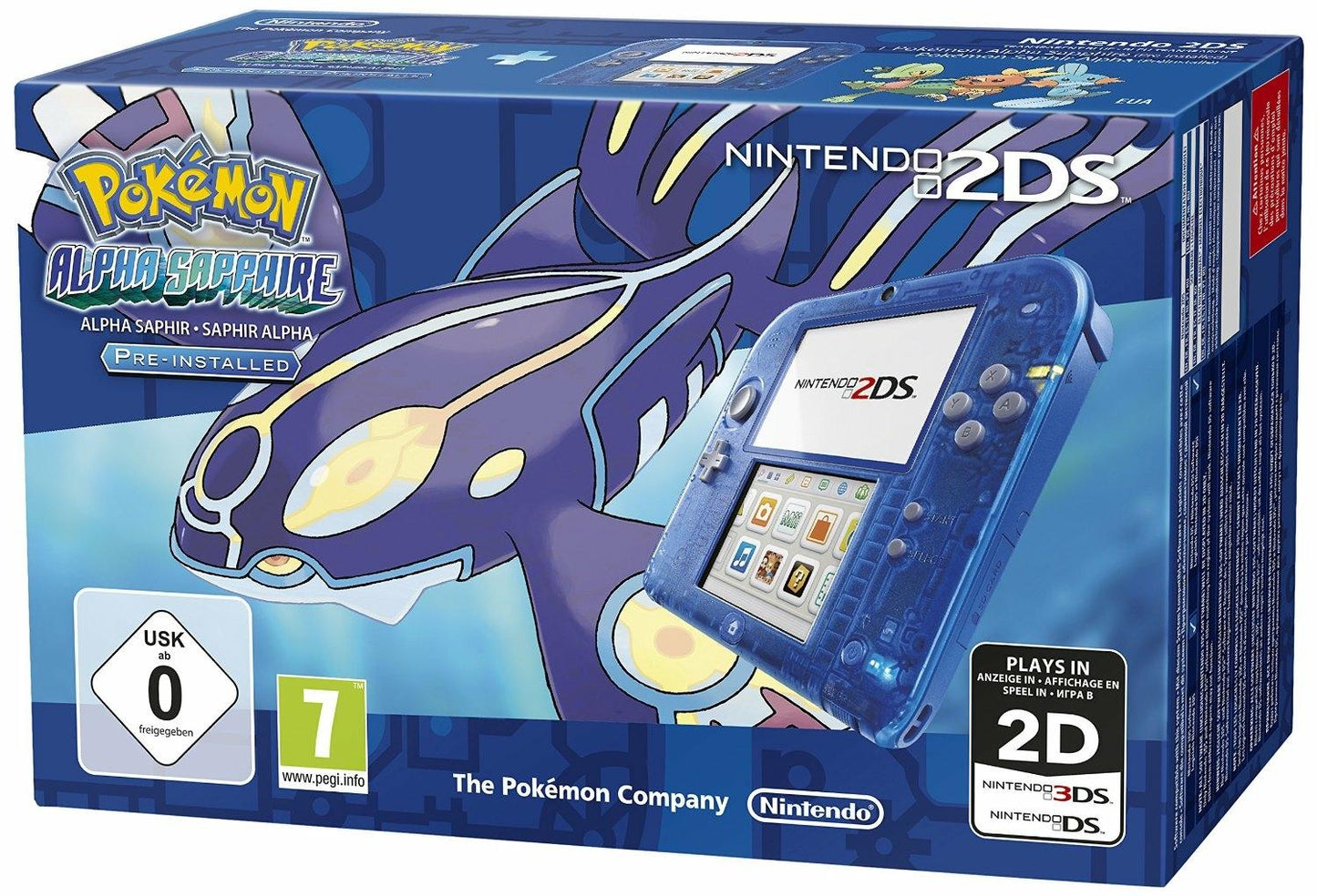 Nintendo 2DS Transparent Blue [Pokemon Alpha Sapphire Pre-installed] - Nintendo 3DS