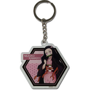 Keychain - Demon Slayer Acrylic Keychain - Nezuko Pink Hexagon *NEW*