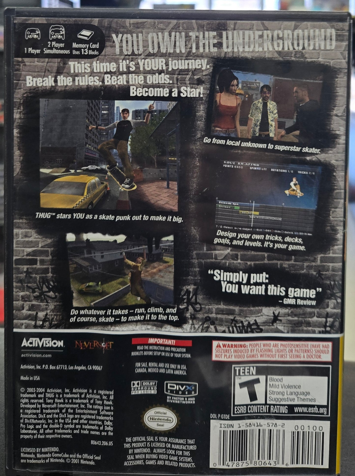 Tony Hawk's Underground [Player's Choice] - GameCube
