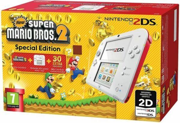 Nintendo 2DS White + Red [New Super Mario Bros. 2 Pre-installed] - PAL Console [Import]