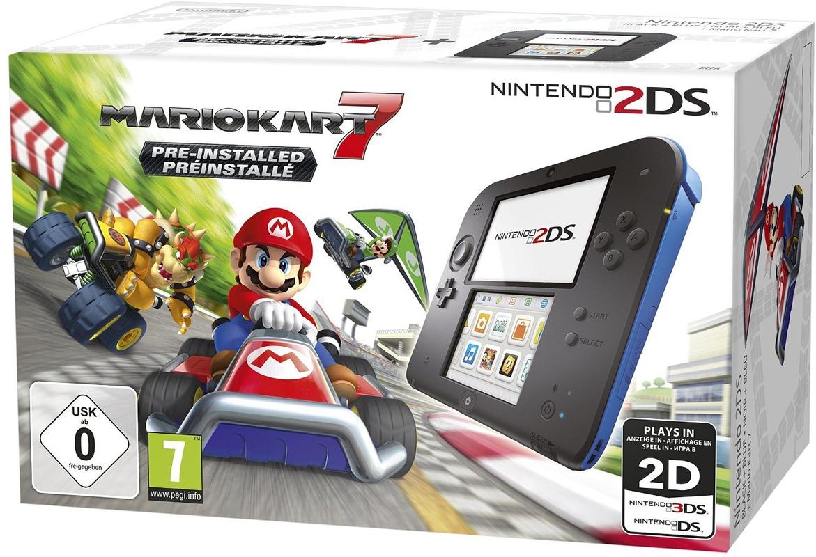 Nintendo 2DS Black + Blue [Mario Kart 7 Pre-installed] - Nintendo 3DS