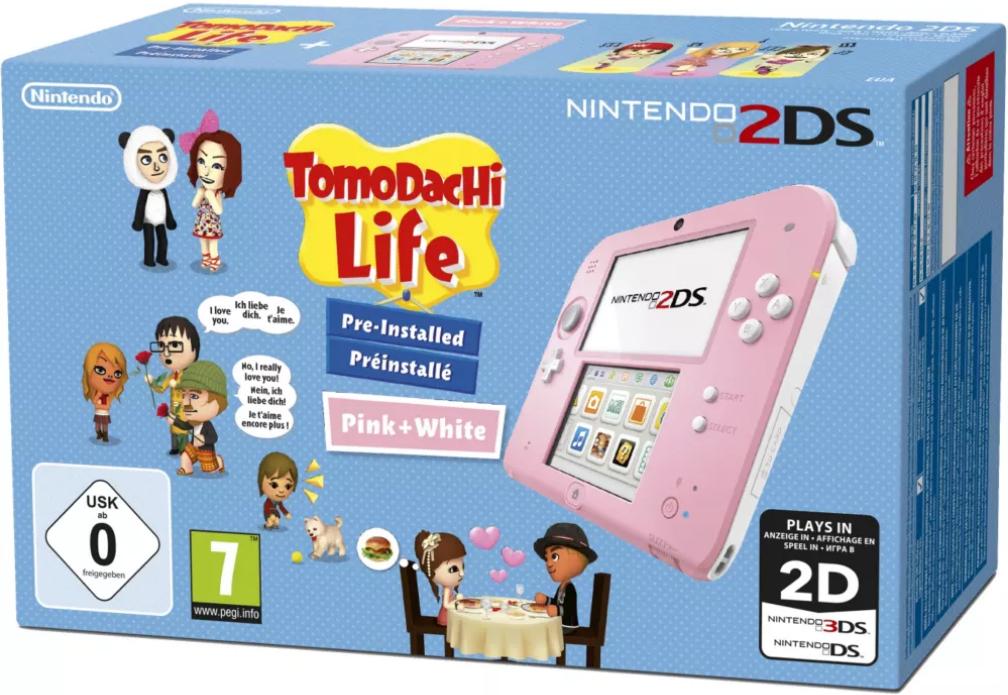 Nintendo 2DS Pink + White [Tomodachi Life Pre-installed] - PAL Console [Import]