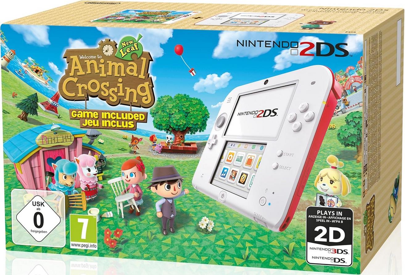 Nintendo 2DS White + Red [Animal Crossing Bundle] - PAL Console [Import]