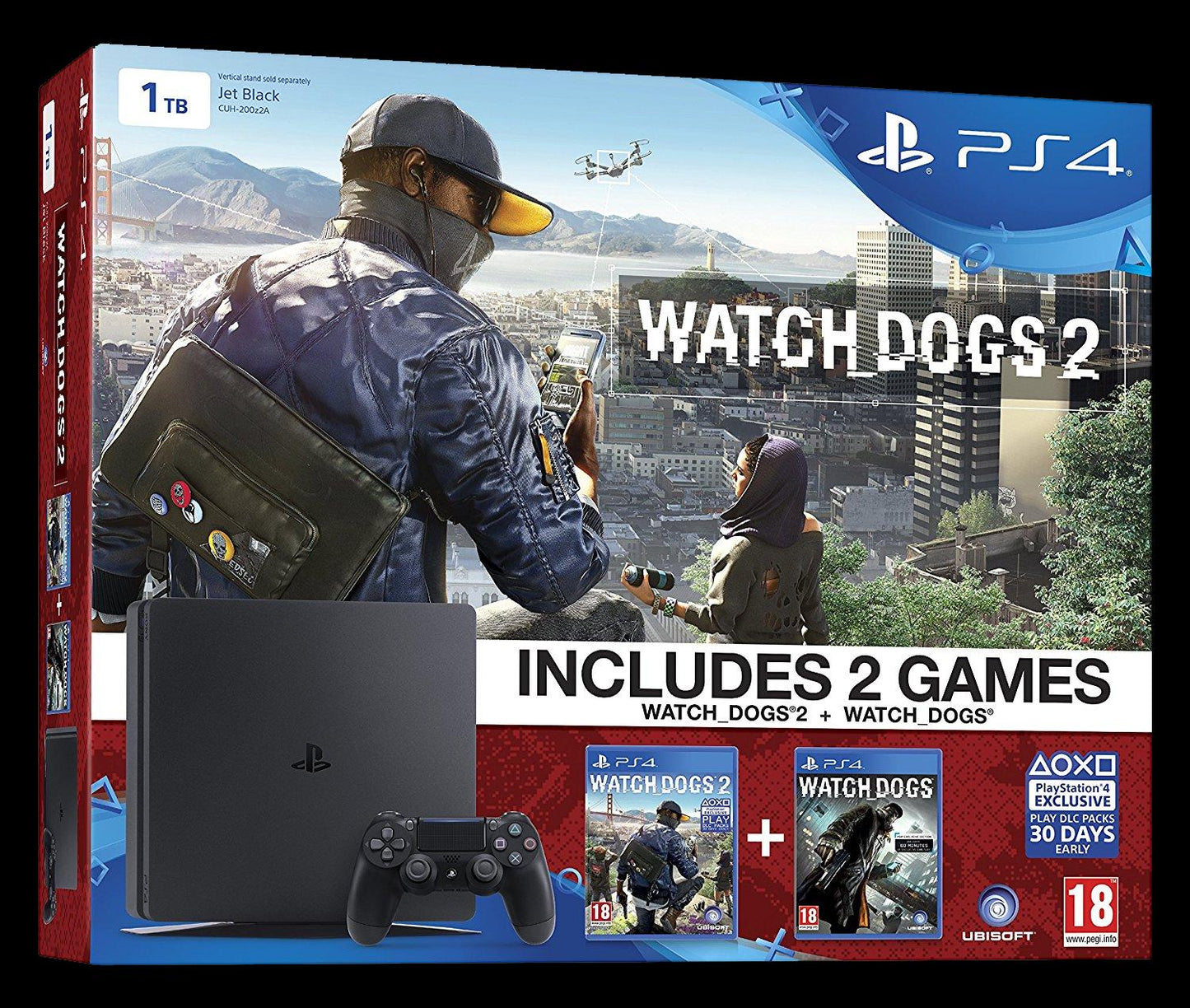 Playstation 4 1TB Watch Dogs 2 Bundle - PAL Console [Import]