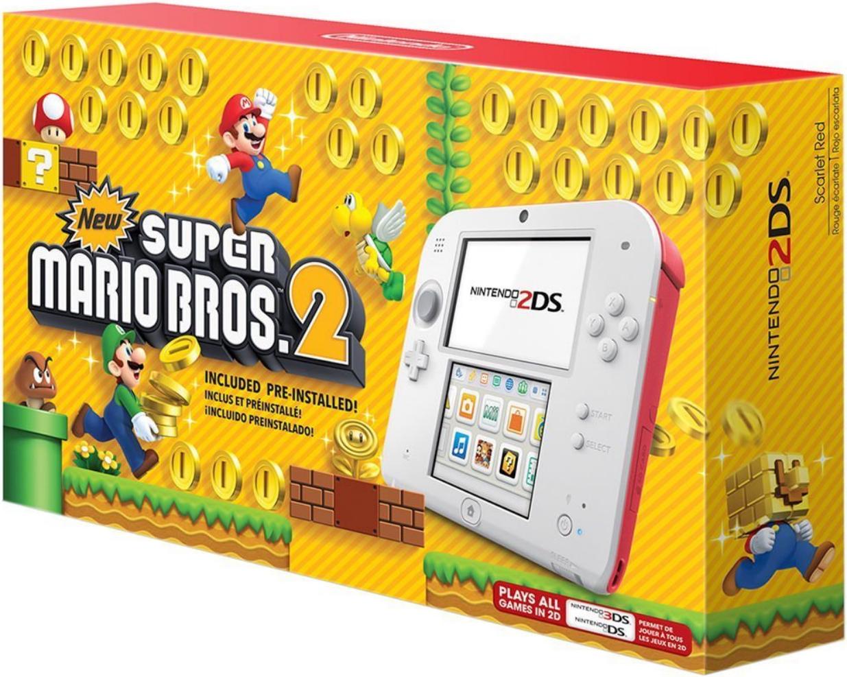 Nintendo 2DS Scarlet Red [New Super Mario Bros 2 Pre-installed] - Nintendo 3DS