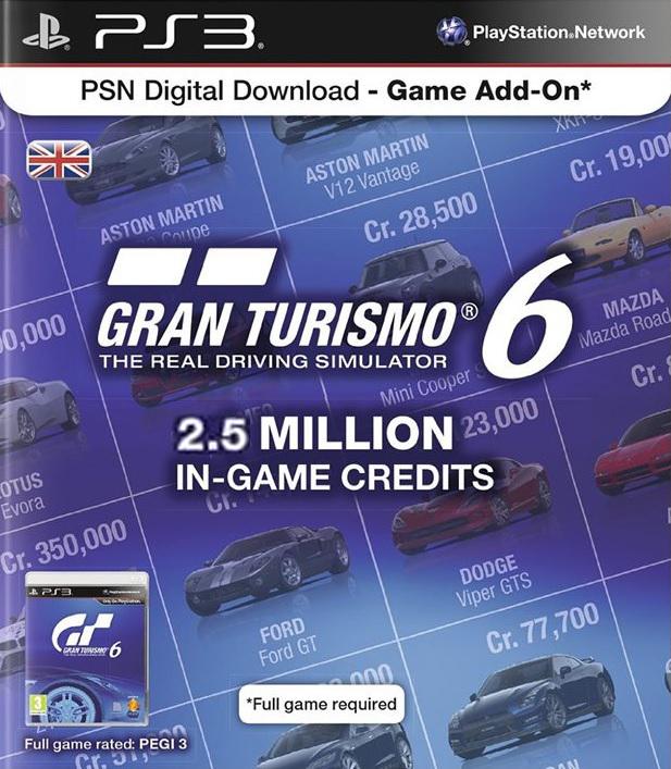 Gran Turismo 6 2.5 Million In-Game Credits - PAL Playstation 3 [Import]