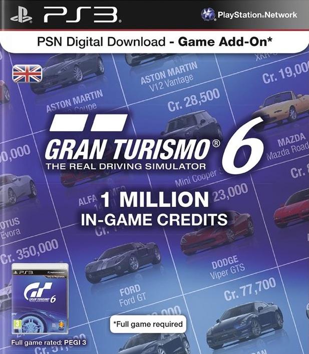 Gran Turismo 6 1 Million In-Game Credits - PAL Playstation 3 [Import]