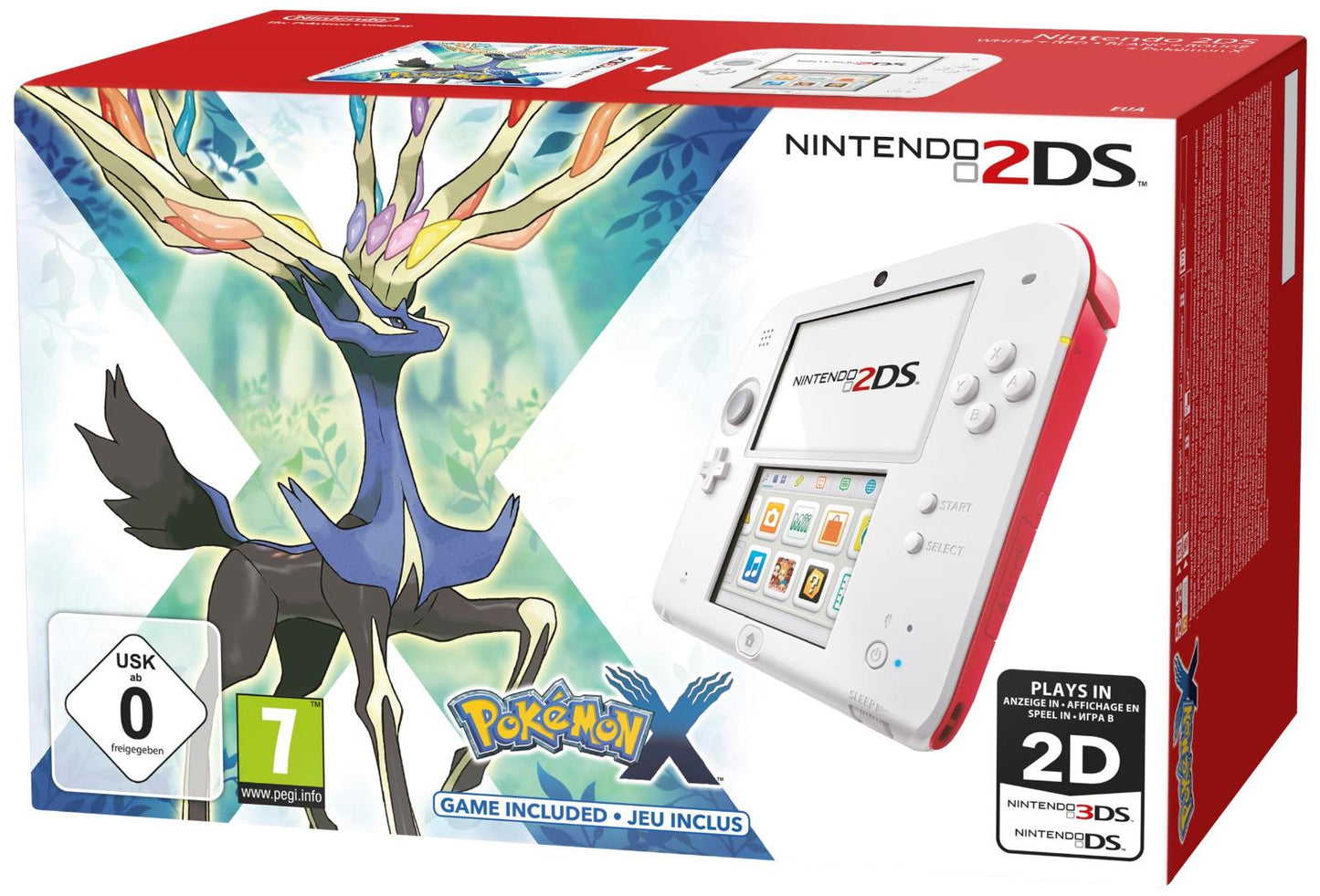 Nintendo 2DS White + Red [Pokemon X Bundle] - Nintendo 3DS