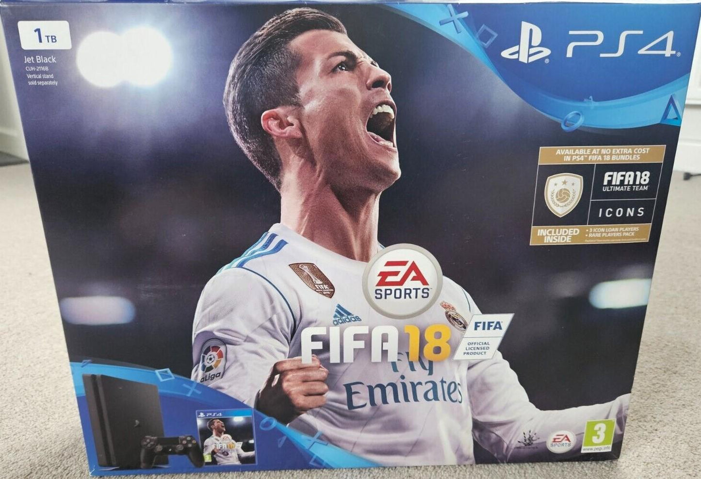 Playstation 4 1TB Jet Black [FIFA 18 Bundle] - PAL Console [Import]