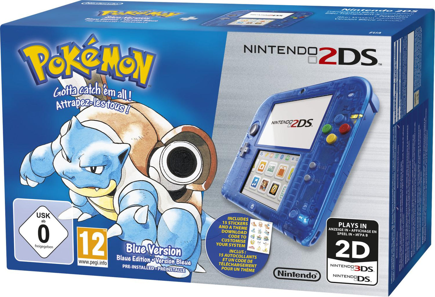 Nintendo 2DS Pokemon Blue Edition - PAL Console [Import]
