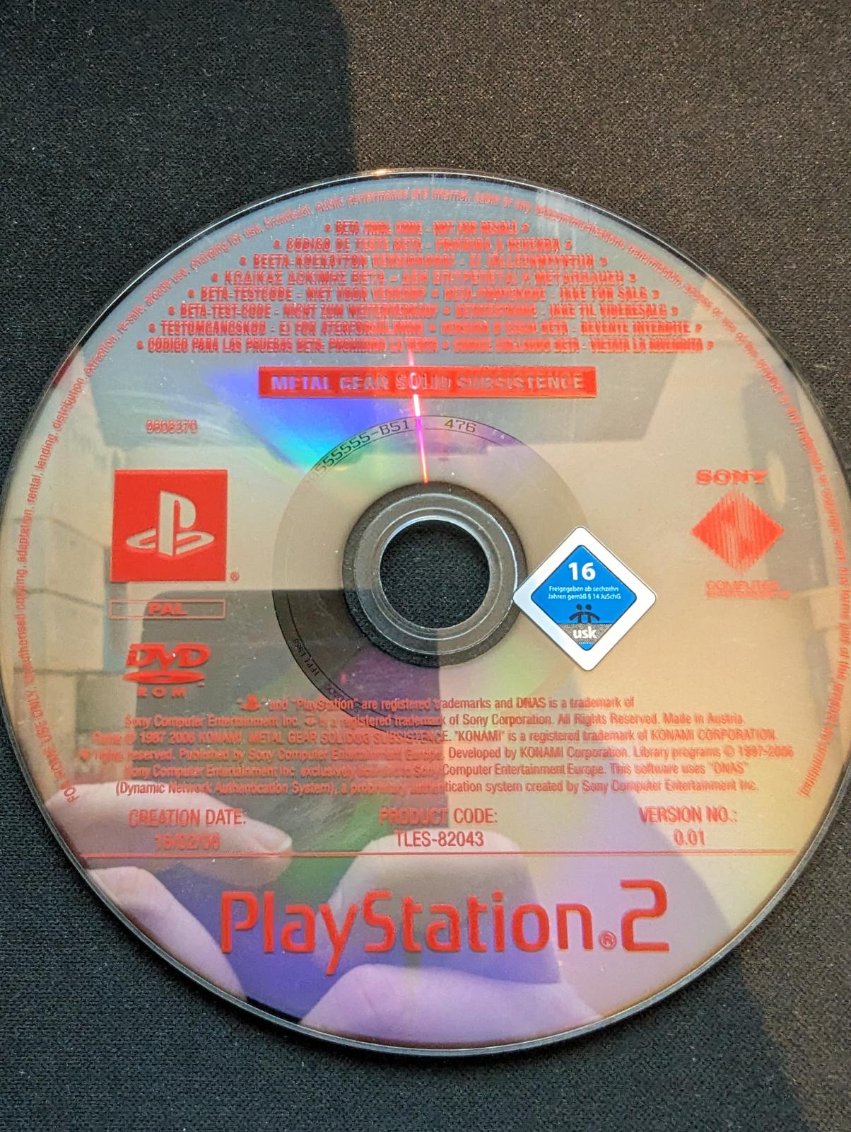 Metal Gear Solid Subsistence [Promo Not For Resale] - PAL Playstation 2 [Import]