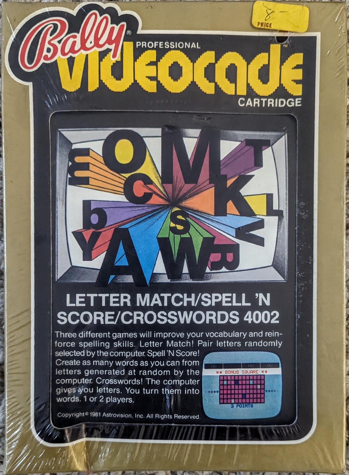 Letter Match & Spell 'N Score & Crosswords - Bally Astrocade