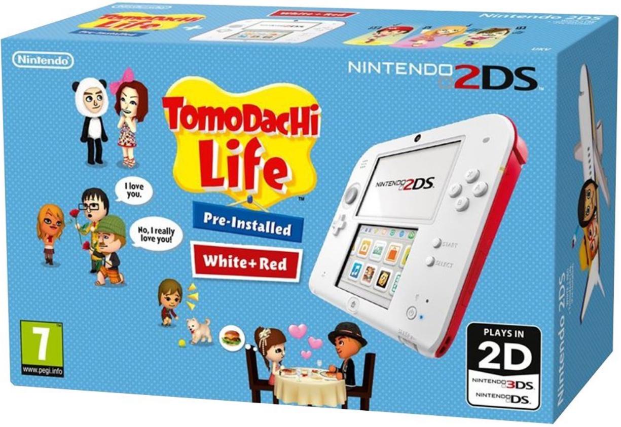 Nintendo 2DS White + Red [Tomodachi Life Pre-installed] - PAL Console [Import]