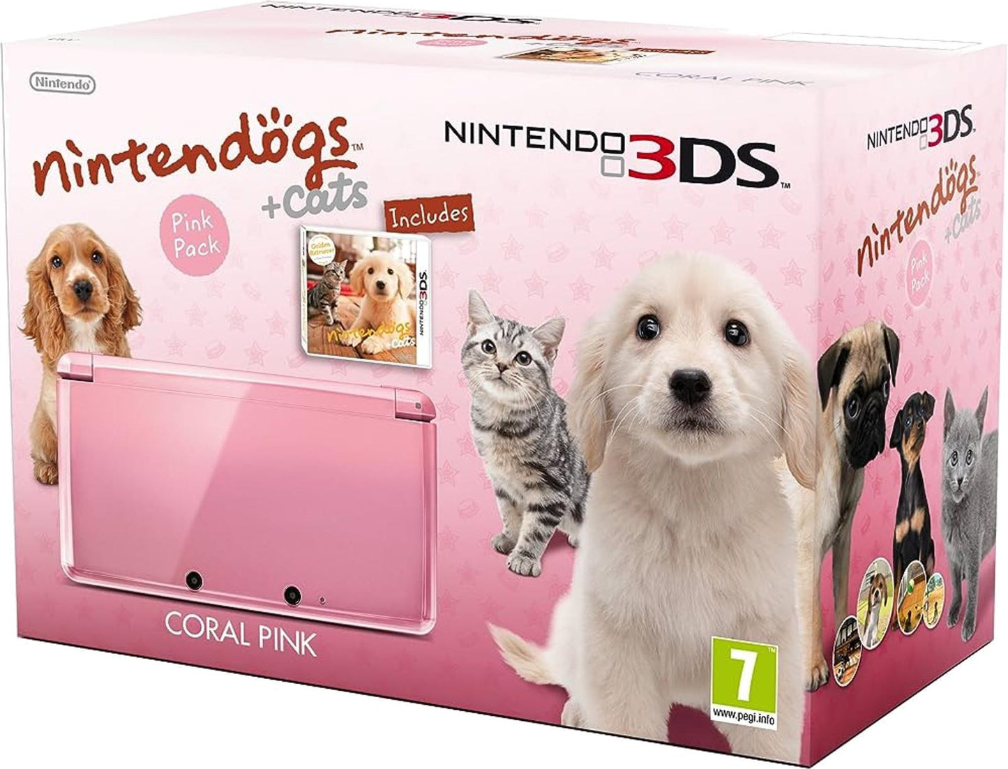 Nintendo 3DS Coral Pink [Nintendogs + Cats Bundle] - Nintendo 3DS