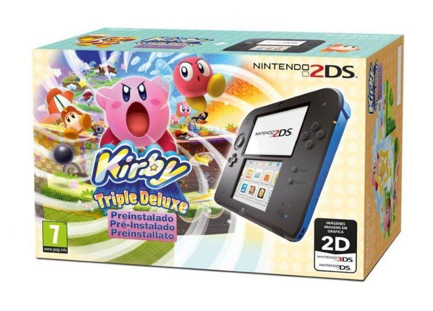 Nintendo 2DS Black + Blue Console [Kirby Triple Deluxe Pre-Installed] - PAL Console [Import]