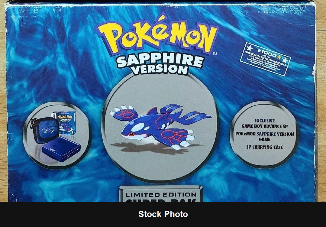 Game Boy Advance SP Pokemon Sapphire Version Limited Edition Super Pak - Console