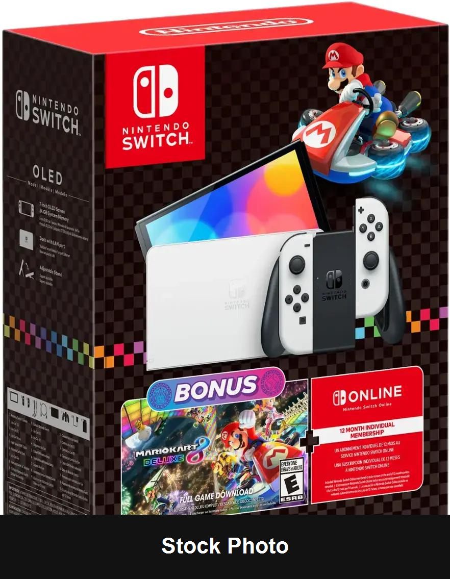 Nintendo Switch OLED [Mario Kart 8 + 12-Month Nintendo Switch Online] - Console