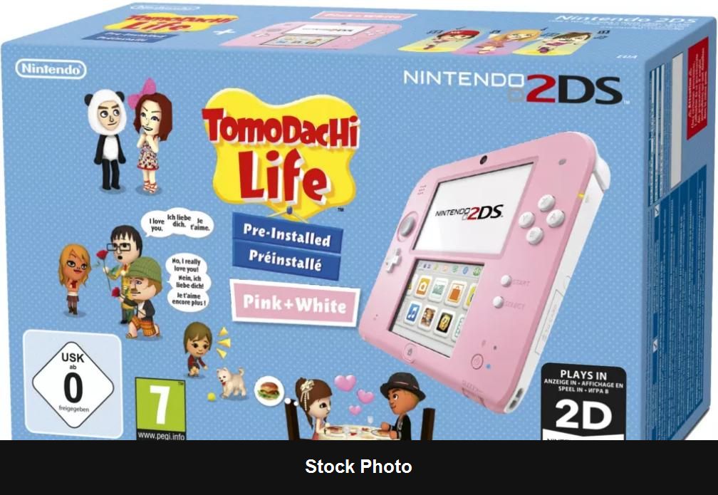 Nintendo 2DS Pink + White [Tomodachi Life Pre-installed] - Nintendo 3DS