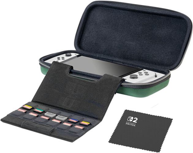 Switch 2 - Game Traveler Deluxe Hylian Shield - Zelda Green Case