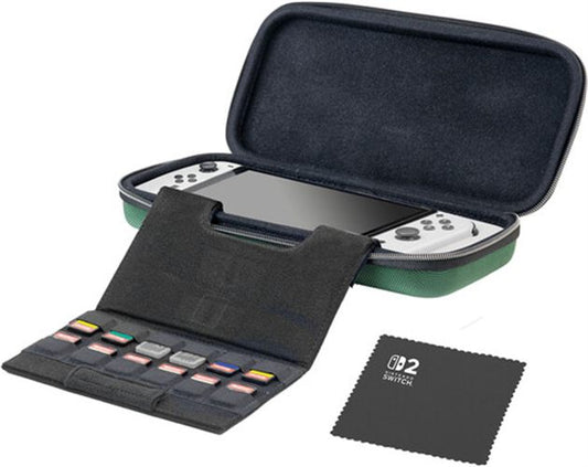 Switch 2 - Game Traveler Deluxe Hylian Shield - Zelda Green Case