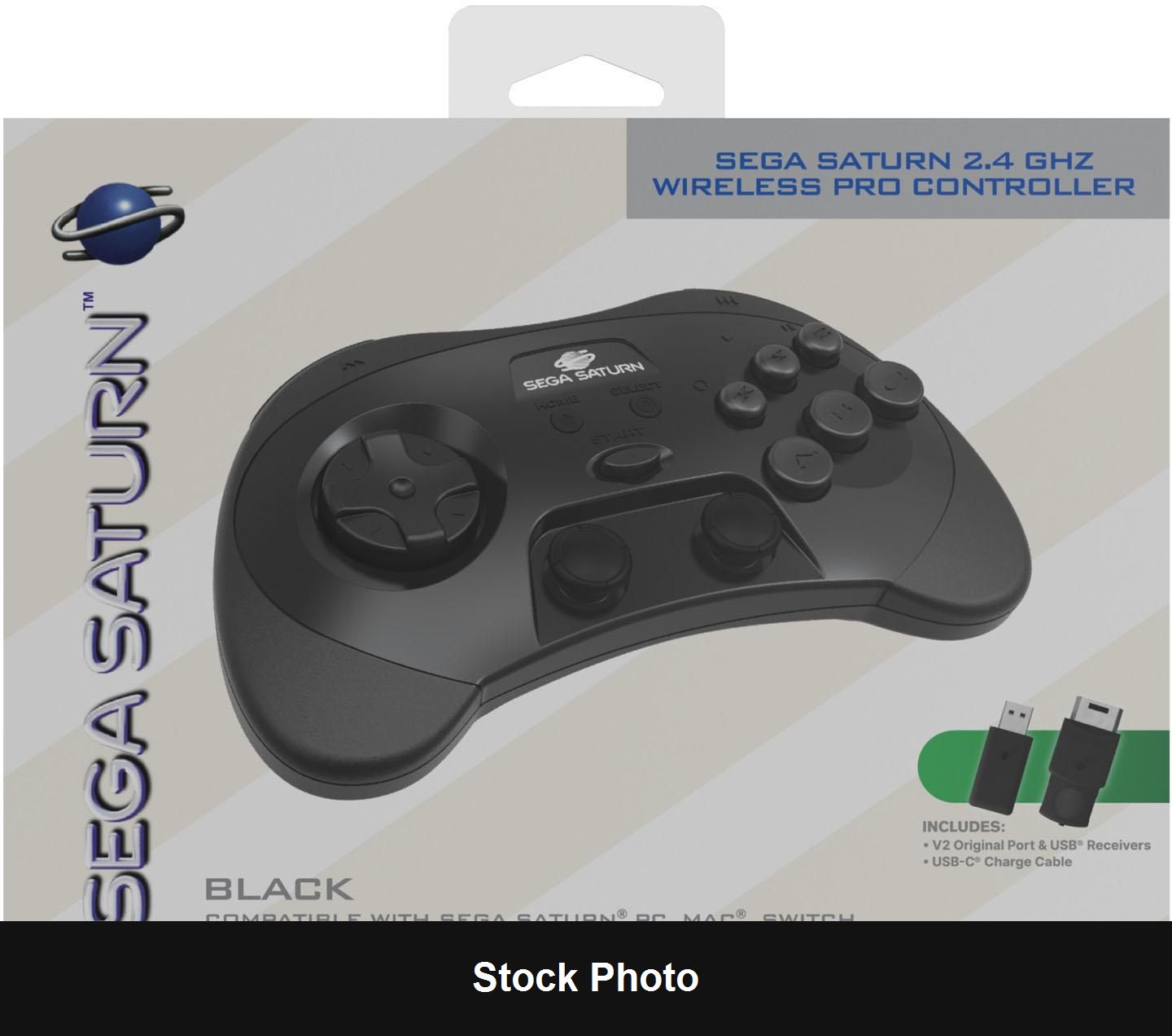 Retro-Bit Sega Saturn 2.4GHz Wireless Pro Controller Black (Sega Saturn) - Sega Accessories