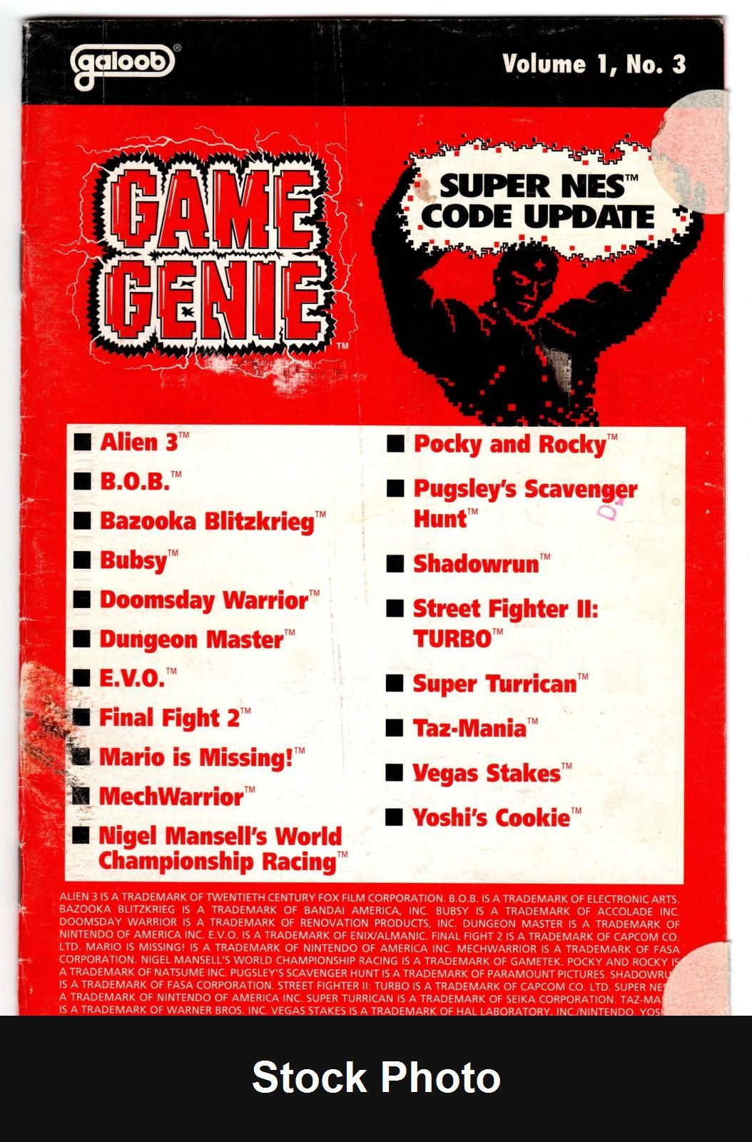 SNES Game Genie Code Update: Volume 1, No. 3 (Super Nintendo) - Nintendo Accessories