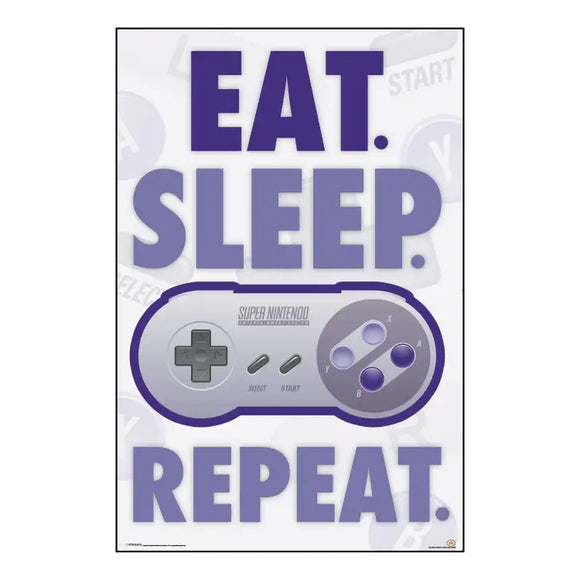 Poster 24x36 - Nintendo - Eat Sleep Game Repeat - PAS1133 *NEW*