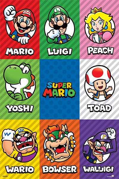 Poster 24x36 - Super Mario - Character Grid - PAS2101 *NEW*