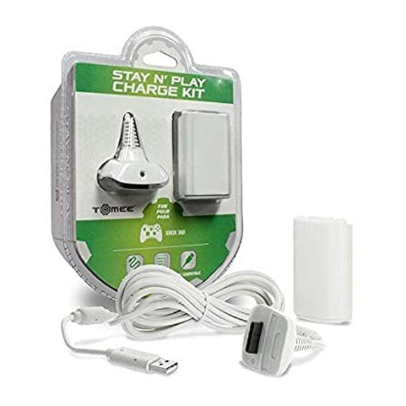Stay N Play Controller Charge Kit For Xbox 360® - White [Tomee] *NEW*
